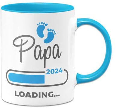 Tassenbrennerei Tazza Papa loading 2024 – Du wirst Papa, Gravidanza – Tazza da caffè con Sppruch come regalo per il futuro papà (blu)