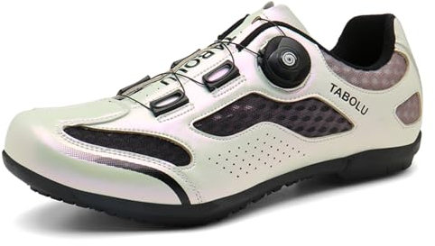 PENXZT Herren Fahrradschuhe Radsportschuhe MTB Schuhe Rennrad Fahrradschuhe Schlossfreie Mountainbike Schuhe Flat ohne,Silber,43 EU