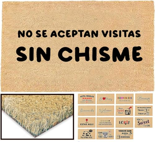 LucaHome - Felpudo Entrada casa Original y Divertido de Coco Natural - Felpudo Visitas Sin Chisme 33x60 - Ideal para Puertas de Exteriores Cubiertas, pasillos y entradas de hogares