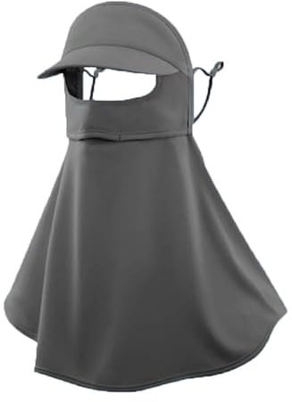 SZETOSY Ganzkörper-Sonnenschutzmaske mit Halswärmer, UV-Schutzmaske aus Eisseide, atmungsaktiv, UV-Schutz, Multifunktions-Maske für Outdoor-Sportarten, dunkelgrau, 58