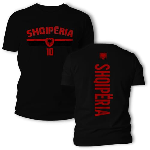 Fußball T-Shirt Albanien - Shqipëria - T Shirt EM WM - Kurzarm Tshirt - Fußballdress - Trikot - Geschenkidee - Trainingstshirt - Fußballtrikot