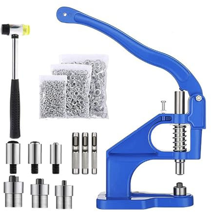 Profi Ösenpresse Set mit 1500 Ösen (6/10/12mm) + Hammer | Magnetische Ösenzange für Stoff, Leder, Planen, Banner | Handwerkzeug mit 3 Matrizen | Rostfreie Edelstahl-Ösen | AstraLoom (Blau)