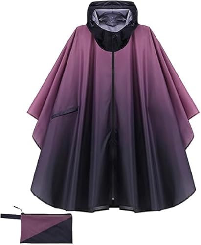 COLFEZY Regenponcho Damen/Herren Outdoor Jacket – Wasserdicht, Leicht & Packbar für Wandern, Camping Mit Kapuze und Taschen (DE/NL/SE/PL, Alphanumerisch, XS, 3XL, Regular, Regular, Lilaverlauf)