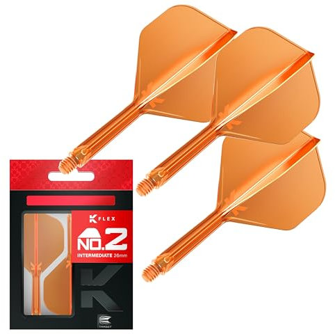Target Darts K Flex Integrierter Dart-Flug und -Schaft, Nr. 2 Orange (Mittelstufe) | 3er-Pack K-Flex - Nr. 2, Kflex Precision Moulded 2-In-1 Dart Flights and Dart Stem | Professionelles Dartzubehör