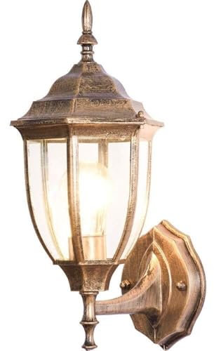 LYOUAE Außen Wandlaterne Europäische antike Außenwandlampe Hauseingang Innenhof Wandbeleuchtung E27 Bronze vertikale Wandstrahler for Veranda Gang Korridor Wandlampe Aussen(23 * 50cm)