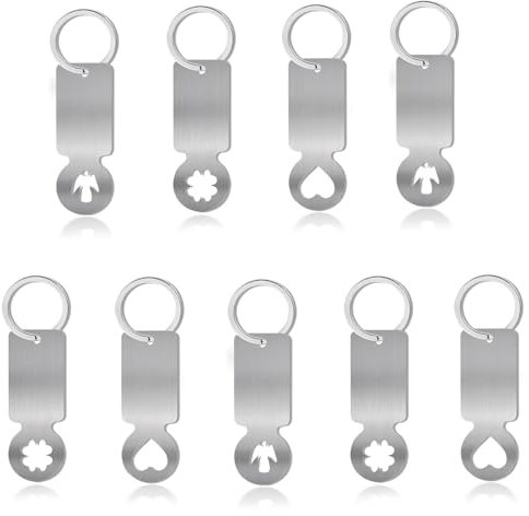 IUSOT 9 Stück Einkaufswagenlöser Edelstahl in 3 Stilen, Abziehbare Einkaufswagenchips mit 9 Schlüsselringen, Praktischer Einkaufschip Schlüsselanhänger, Metall Einkaufswagenlöser für Supermarkt