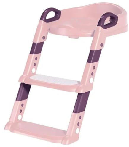 KIDDISTEP Siège de toilette pour enfant avec escaliers, protection anti-éclaboussures et poignées, pliable, adapté aux voyages pour enfants à partir de 18 mois, rose