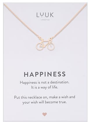 LUUK LIFESTYLE Collana moderna in acciaio inossidabile con ciondolo, lunghezza regolabile 50 cm, gioiello regalo per la migliore amica, bicicletta, oro rosa