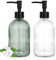 2 Pack Soap Dispenser with Pump, 13 Oz Clear Liquid Hand Soap Dispenser,Great for Lotions, Essential Oil, Liquid Soaps, Glass Dish Soap Dispenser Set (Transparent + Dark Green-2 pack)