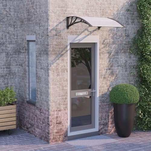 Juroupi Door Canopy Black and Transparent 80x80 cm Polycarbonate,Door Canopy,Outdoor Awning,Window Garden Canopy,Rain Shelter Cover-153585