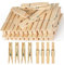 Wooden Pegs Non Slip Laundry Pegs Resistant Metal Spring Peg Strong Clothes Clips Outdoor Washing Lines Clips Suitable for DIY Art Craft Card Pictures Photos Hanging Holders Home Supplies (32Pc)