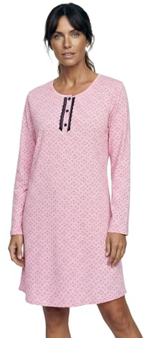 Zeitlos Nachthemd Damen Langarm Marry mit Herzen und Mini-Spitze Knopfleiste M-2XL Schlafshirt