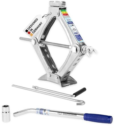 alca® Scherenwagenheber Kompakt 1 t und Radmutterschlüssel TÜV & GS, 17/19 mm Set – Robuster Wagenheber bis -50° C + Leicht und Stabil + Ausziehbarer Radmutterschlüssel bis 53 cm
