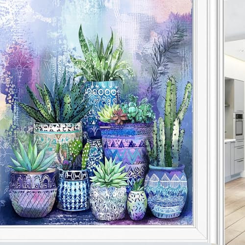 Fantasy Film de fenêtre pour vase violet - Peinture aquarelle - Peinture décorative - Pour la maison - 90 x 160 cm