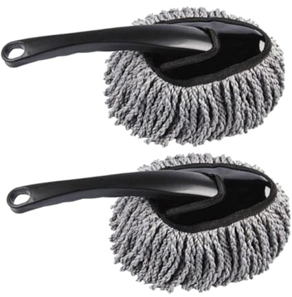 STOBAZA Brosse à Poussière Voiture Intérieure 2 Pcs Lot Plumeau Gris Microfibre Longue Poignée Nettoyage Auto Polyvalent Entretien Véhicule