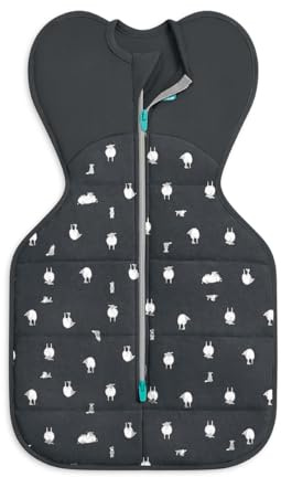 Love To Dream™ Swaddle UP™, Medium 6-8.5 kg - Lamb's Best Friend Charcoal | Snug Fit, Supports Healthy Sleep | 2.5 TOG Ideal for Winter & Autumn (16–20°C) | Organic Cotton & Wool, Machine Washable