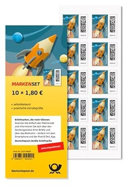 Deutsche Post Briefmarken 10 x 1,80 Euro Briefmarken selbstklebend, für Großbriefe bis 500g national & Kompaktbriefe bis 50g internatiol, Briefmarke zu 1,80 €, 10er-Set