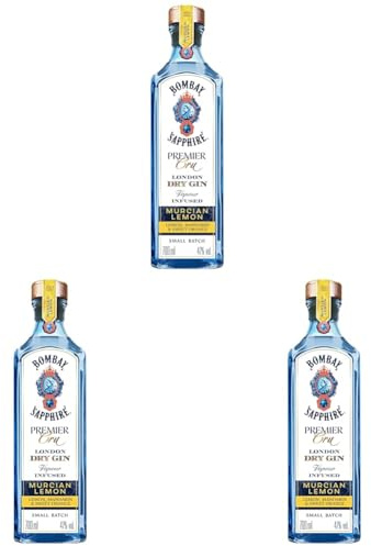 Bombay Sapphire Premier Cru Premium Distilled London Dry Gin, 47% vol., 70 cl, infusé à la vapeur avec des plantes exotiques sélectionnées à la main et des citrons de Murcie, 700 ml (Lot de 3)