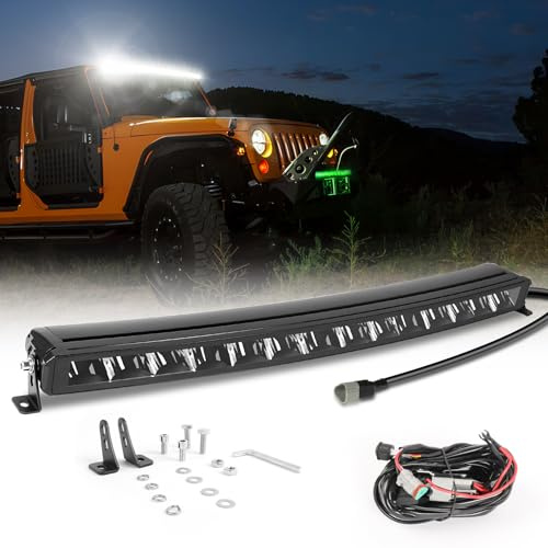CO LIGHT 30 Zoll LED Driving Lightbar Kurve, Gebogene Led lichtleiste kfz Offroad 120W 19200LM mit grüner Ambientebeleuchtung, 12V/24V Arbeitsscheinwerfer für Offroad, Auto, LKW, UTV