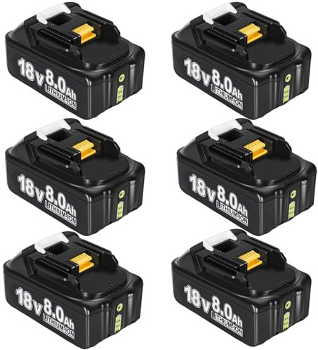 6 Stück 8.0Ah Ersatzakku für Makita Akku 18V Kompatible mit Makita 18V Akku