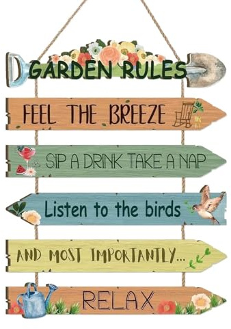 XETHI Carteles de Madera para Jardín Exterior | Placas Decorativas Vintage de Estilo Rústico para Colgar | Decoración de Patios y Regalos de Jardinería