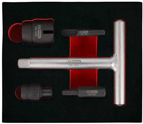 KS Tools 150.1020 1/4+3/8 Öldienst-Spezialprofil-Satz für Kunststoff-Ölablassschrauben, 5-teilig