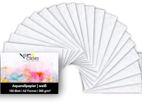 artdee Aquarellpapier, weiß, DIN A2, 300 g/m² - 100 Blatt