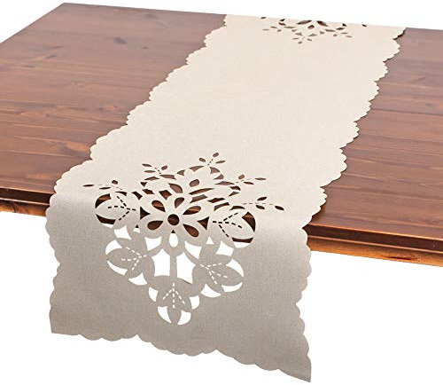 Tischläufer Bella, 40x140 cm, beige, moderner Tischläufer mit Lasercut