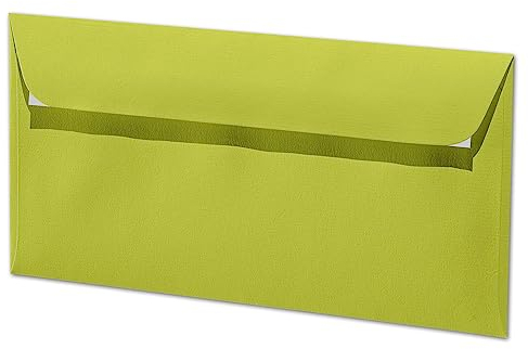 ARTOZ 300x Briefumschläge DIN Lang Limette 100 g/m² selbstklebend - DL 224x114 mm - Kuvert ohne Fenster - Umschläge mit Haftklebung Abziehstreifen