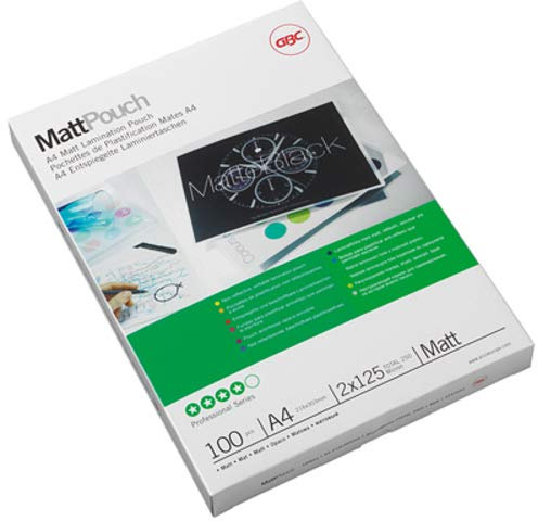 GBC® Laminiertasche Matt™ Pouch, A4, 216 x 303 mm, 0,125 mm (100 Stück), Sie erhalten 1 Packung á 100 Stück