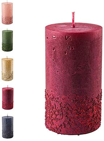 Wunderschöne & Moderne Adventskerzen – 2 Stück - Rustikale Oberfläche - Kerzen/Stumpenkerzen - Weihnachten/Weihnachtskranz/Adventskranz (Altrot, Höhe: 8cm), Unparfümiert