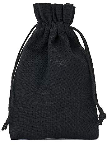 | 5 Baumwollsäckchen, zertifiziert, Stoffbeutel, Größe 30x20 cm mit Baumwollkordel, Geschenksäckchen, Nikolaussäckchen, Weihnachtsverpackung (Schwarz)