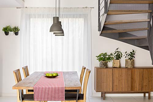 FILU Tischläufer 40 x 150 cm Rot/Weiß gestreift (Farbe und Größe wählbar) - hochwertig gefertigter Tischläufer aus 100% Baumwolle im skandinavischen Landhaus-Stil