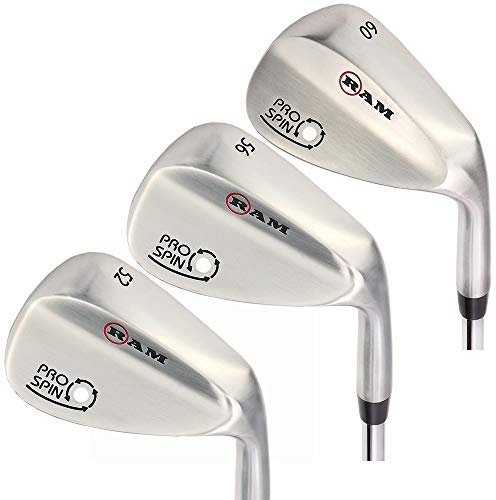 Ram Golf Pro Spin 3 Wedge Set - 52° Gap, 56° Sand, 60° Lob Wedges - Mens Right Hand (Right, Graphite - Standard Length, Regular)