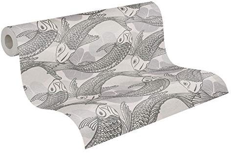 Papier Peint Japonais Metropolitan Stories 2 A.S. Création Mio - Tokio Papier peint intissé 10.05 m x 0.53 m Beige Gris Métallisé Fabriqué en Allemagne 378591 37859-1