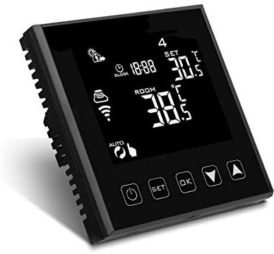 LEDLUX LL0251B Termostato Wi-Fi Con Touch Nero 220V Compatibile Con Alexa Google Home Per Caldaia A Gas Murale Da Parete Riscaldamento Termosifone Ad Acqua (Nero)