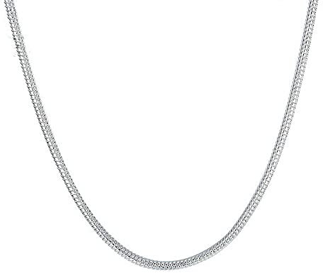 ZHUDJ 2mm / 3mm 100% 925 Silber Schlangenkette Halsketten für Frau Männer 16-24 Zoll Statement Halsketten Hochzeitsschmuck 45cm 3MM