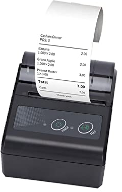 Impresora de Recibos Bluetooth, Impresora de Bolsillo Térmica Portátil de 50 a 80 Mm / S, Impresora Portátil Inalámbrica Compacta de Recibos Impresora Térmica de Recibos, Compatible con IOS Y(EU)