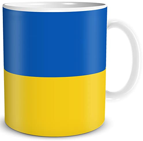 TRIOSK Tasse Flagge Ukraine Länder Flaggen Geschenk Ukrajina Souvenir für Solidarität Frauen Männer Arbeit Büro Weltenbummler