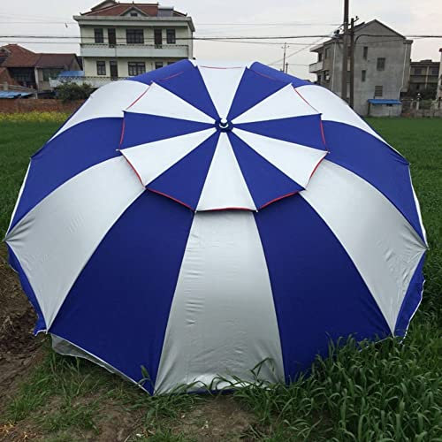XFAK Gestreifter Strandschirm Sonnenschirm Tragbar Gartenschirm 240cm Strand Sonnenschirm Windfest Marktschirm Sonnenschutz Für Terrasse Hof Balkon (Color : Blue)