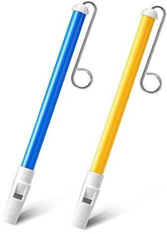 PLABBDPL Slide Whistle Instrument, 2Pcs Slide Whistle Spielzeug Metallgleitflöte Professionelles Musikinstrument für Anfänger (Blau,Gelb)