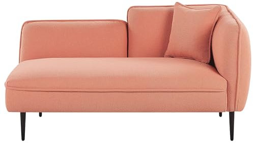 Beliani Chaiselongue Bouclé rosa rechtsseitig mit Kissen Metallgestell Modern Chevannes