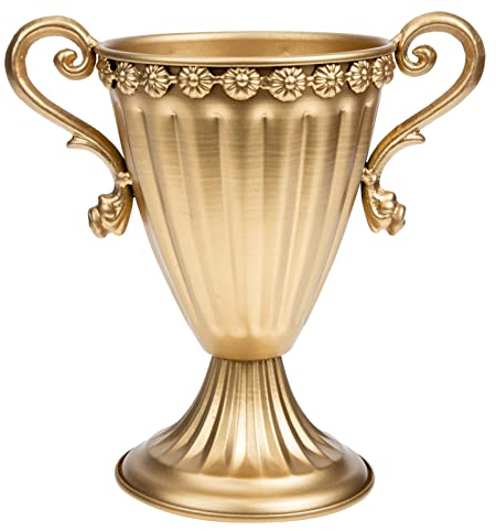 Happyyami Vintage Blumenvase aus Eisen in Gold Dekorativer Retro Blumentopf für Hochzeitsdeko und Tischarrangements im Landhausstil für Hotels und Festlichkeiten