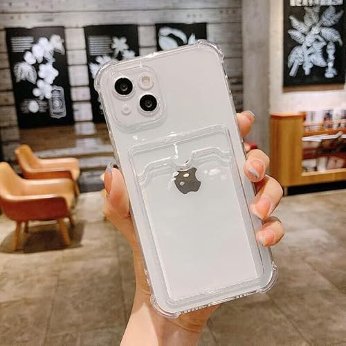 SFthingsss Case Compatible with iPhone 14 Plus Card Holder Slot Soft TPU Shock-Absorbing Protect Camera Lens Phone Case for iPhone 14 Plus 6.7 inch, Crystal Clear