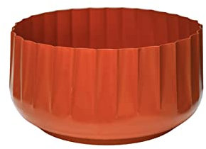 Ivyline Hudson Corrugated Bowl Planter in Orange - Frost & Rust Resistant - Outdoor Lightweight Ridged Plant Pot - H15 x D30 cm