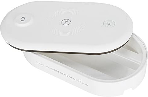 KOSDFOGE UV Licht Telefon Reinigungsbox, Kabelloses Aufladen, Tragbarer Halter, Multifunktions Reiniger