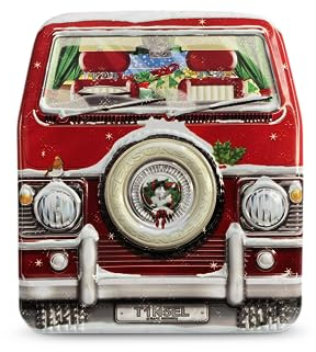 stylebox Blechdose in Form Mini Camper Van Front Xmas Keksdose Deko Box Weihnachts-Kekse Advent Plätzchen Aufbewahrung, Volumen: 350 ml Maße: 11 x 9.5 x 5 cm
