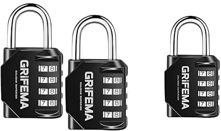 GRIFEMA GA1001, 2 Pièces Cadenas Code 4 Chiffres - Cadenas de Sécurité Résistant Aux Intempéries, Cadenas à Combinaison