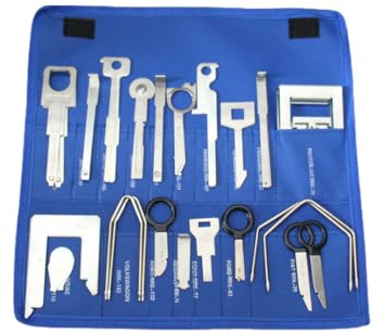 SSRDFU 38Pcs Juego de llaves de liberación de radio para coche,kit de ajuste estéreo para capó de vehículo,para audio,GPS,reproductor de CD,instalación y extracción de unidad principal de radio (azul)