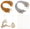 200 Stück Ornament Aufhänger Schnur, Metallisch Aufhänger Schnur Dekorative Ornament-Schnuraufhänger mit Druckknöpfen für Weihnachtsbaum Hängen Urlaub Party Ornament Dekorationen(Gold-Silber)